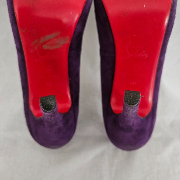 Christian Louboutin Fifi 100 Suede Pumps Purple - Size 10 - Picture 13 of 13